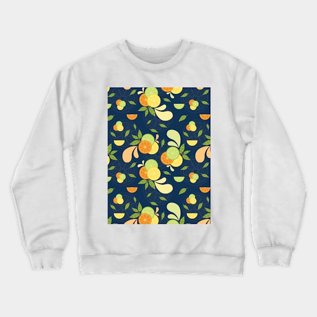 Citrus Splash Seamless Surface Pattern Design Crewneck Sweatshirt by zarya_kiqo
